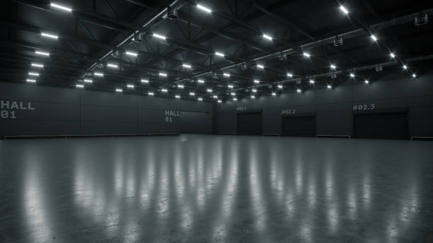 istock 3D render of empty exhibition space. backdrop for exhibitions and events. Tile floor. Marketing mock up. 1302643968