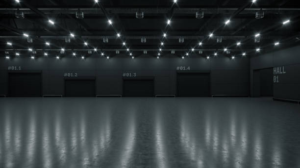 istock 3D render of empty exhibition space. backdrop for exhibitions and events. Tile floor. Marketing mock up. 1302643969