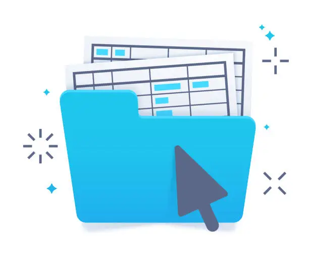 Vector illustration of Folder with Spreadsheets Digital File Storage