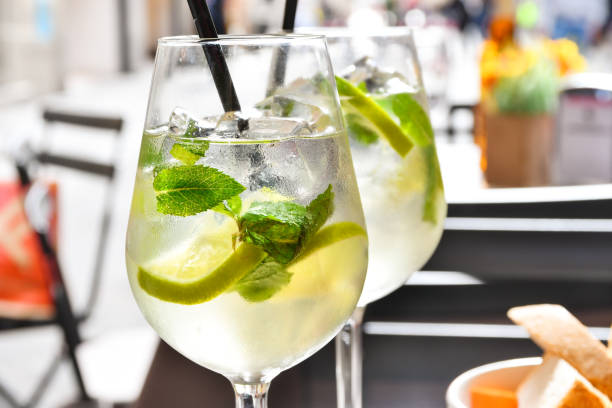 Two glass white wine, prosecco or citrus cocktail