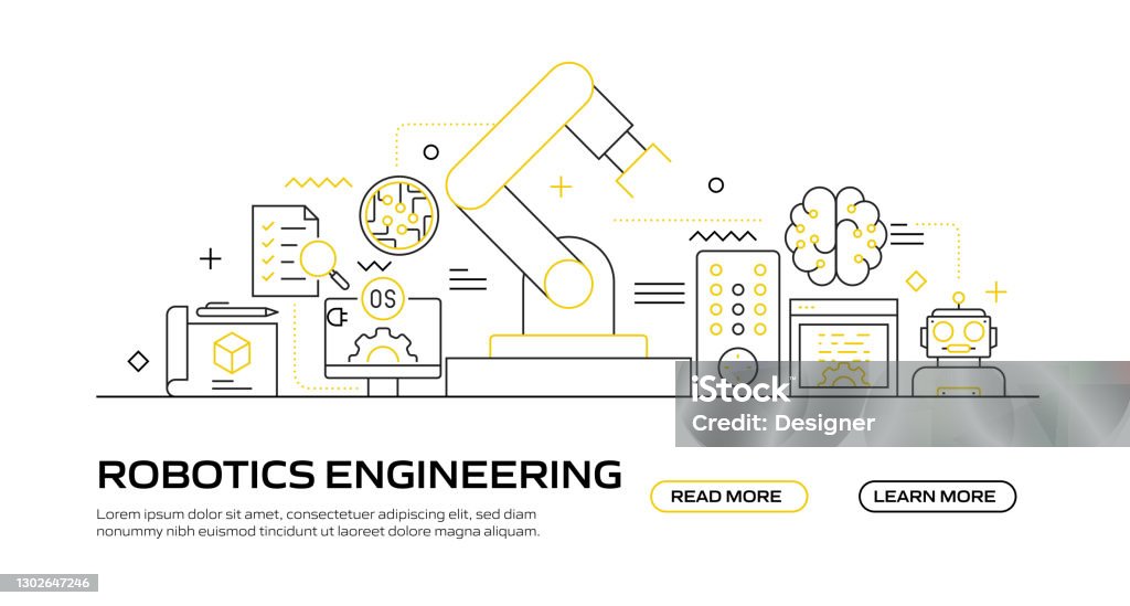 Robotics Engineering Graphics Robotics Engineering Related Modern Line Style Vector Illustration ...