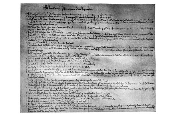 Magna Carta Libertatum (Medieval Latin for "Great Charter of Freedoms"), commonly called Magna Carta (also Magna Charta; "Great Charter"), is a royal charter of rights agreed to by King John of England at Runnymede, near Windsor, on 15 June 1215 Illustration of a Magna Carta Libertatum (Medieval Latin for "Great Charter of Freedoms"), commonly called Magna Carta (also Magna Charta; "Great Charter"), is a royal charter of rights agreed to by King John of England at Runnymede, near Windsor, on 15 June 1215 magna carta stock illustrations