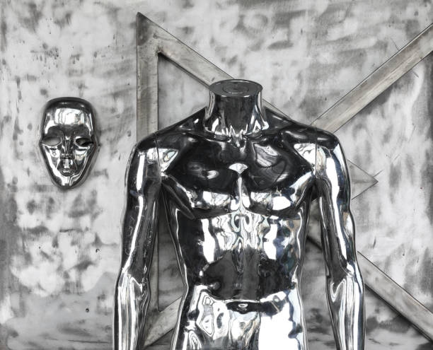 istock futuristic metal mannequin on iron background 1302647736