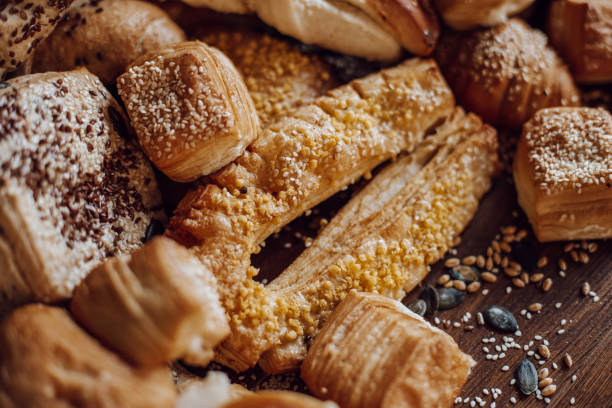 Close up of different puff pastry.