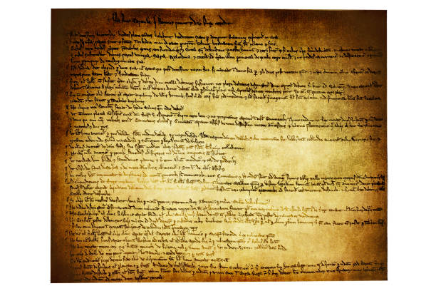 Magna Carta Libertatum (Medieval Latin for "Great Charter of Freedoms"), commonly called Magna Carta (also Magna Charta; "Great Charter"), is a royal charter of rights agreed to by King John of England at Runnymede, near Windsor, on 15 June 1215 Illustration of a Magna Carta Libertatum (Medieval Latin for "Great Charter of Freedoms"), commonly called Magna Carta (also Magna Charta; "Great Charter"), is a royal charter of rights agreed to by King John of England at Runnymede, near Windsor, on 15 June 1215 magna carta stock illustrations
