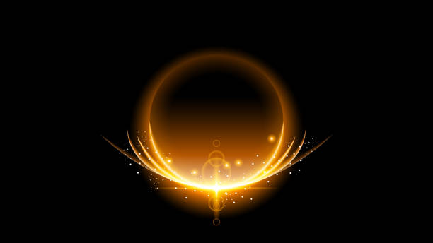 sonnenfinsternis orange feuer dunklen hintergrund vektor mond design stil space science leuchten licht - sun sunlight symbol sphere stock-grafiken, -clipart, -cartoons und -symbole