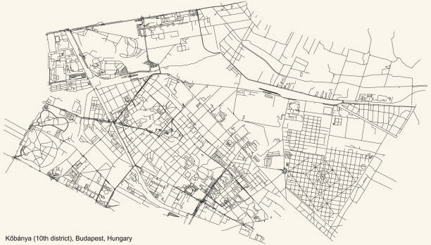 通りの道路マップ ブダペストのコーバニア10区 (xケレツ) ハンガリー - cartography hungary map global positioning system点のイラスト素材／クリップアート素材／マンガ素材／アイコン素材