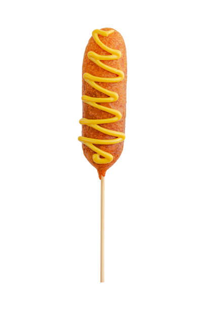 istock Corn dog isolated on white. American food concept 1302652343