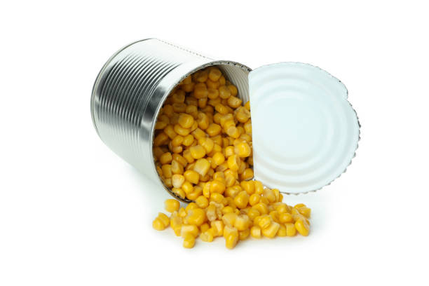 istock Tin of canned corn isolated on white background 1302652622