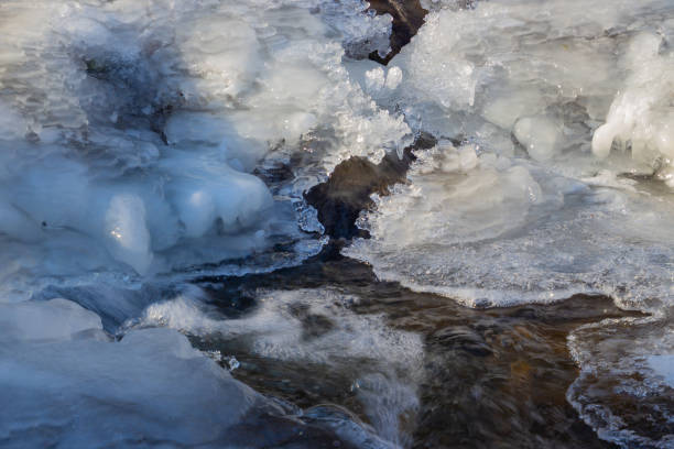 istock Flowing water under melting ice, concept of global warming 1302655618