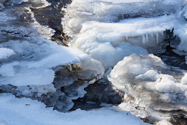 istock Flowing water under melting ice, concept of global warming 1302656769