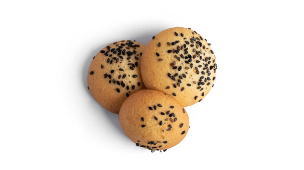 istock Shortbread cookies with black sesame isolated on a white background 1302657282