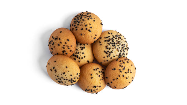 istock Shortbread cookies with black sesame isolated on a white background 1302658217