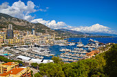 Aerial view of Monte Carlo port and city, Monaco