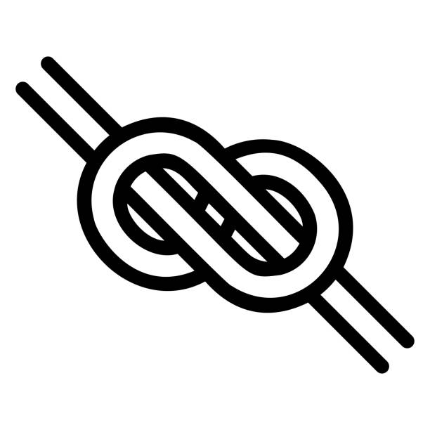 logo jest węzłem wiązanym w postaci nieskończoności, kształt jest prostym czarno-białym godłem do wiązania, szczelnie splecioną ikoną węzła - węzeł stock illustrations