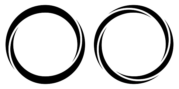 Round circular banner frames, borders, vector hand drawn, circular markers for highlighting text