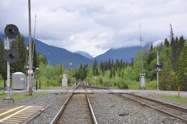 istock Railway tracks on Banff station. Alberta. Canada. 1302663606