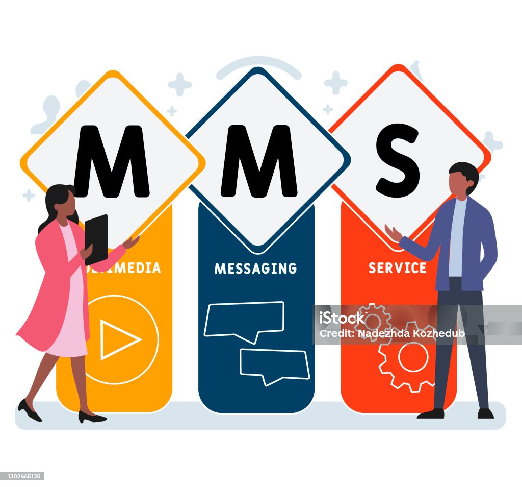 Mms Flat Design With People Mms Multimedia Messaging Service Stock ...