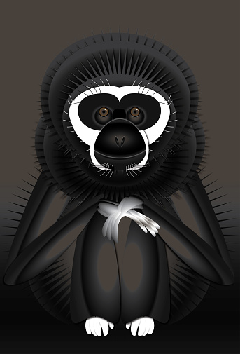 Gibbon Monkey Character Illustration