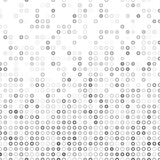 Vector illustration of Outlines of circles in equal pattern, fading up