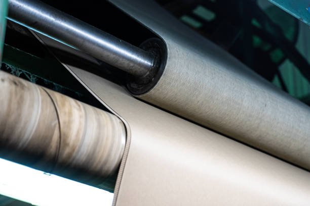istock Printing at high speed on offset machine. Label, Rolled Up, Printing Out, Group of Objects, Merchandise 1302669297