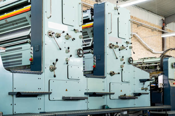 istock Press printing printshop Offset machine. Offset press is a printing machine designed to produce fine quality reproductions. 1302669315