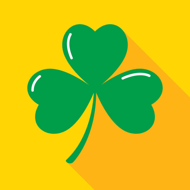 grün und gold drei blatt klee icon - irish culture st patricks day backgrounds good luck charm stock-grafiken, -clipart, -cartoons und -symbole