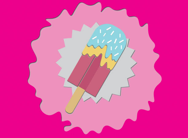istock Ice Cream, Sweet Dessert Food concept, vector, paper cut art style 1302672102