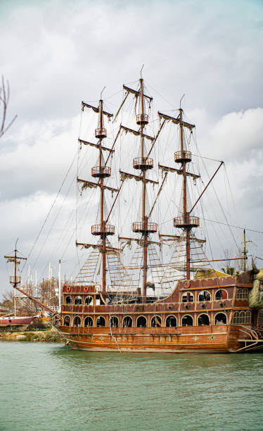 istock old pirate ship in port 1302673344