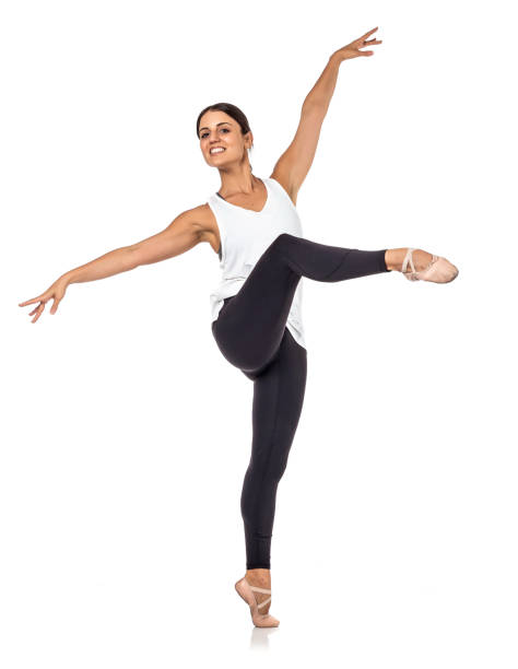 istock Ballerina moves on white background 1302675441