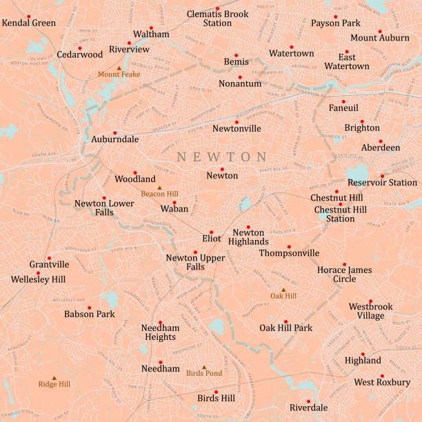 30 Newton Stock Royalty Free Vector Ma Middlesex Newton Vector Road Map 