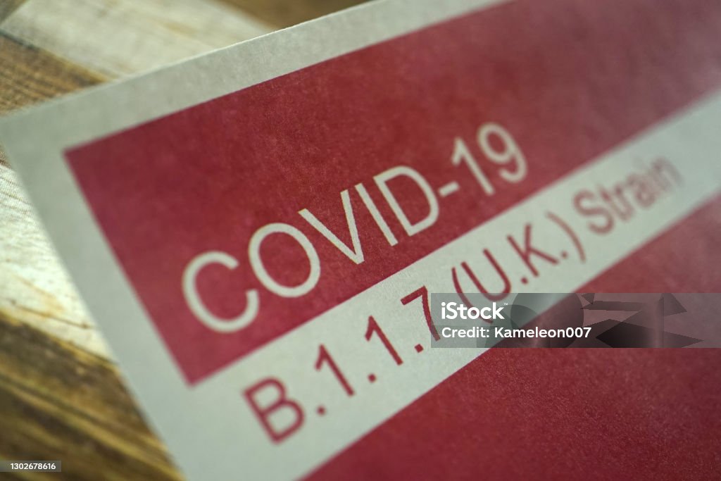 coronavirus word shot of coronavirus word B117 - COVID-19 Variant Stock Photo