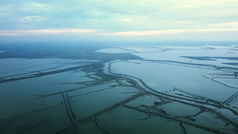 Amazing Venetian lagoon with barriers and azure water