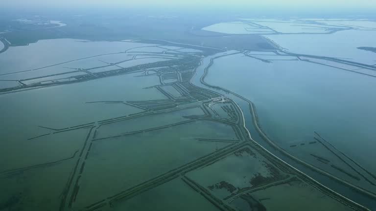 Anti-flooding dam system in picturesque Venetian lagoon