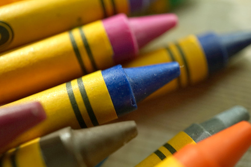 close up shot of crayons