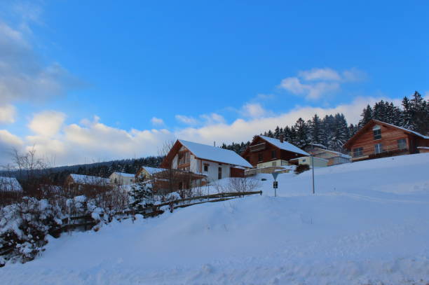 istock Chalet in winter on the mountain 1302682242