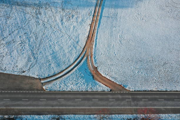 istock Aerial view of two different roads 1302682854