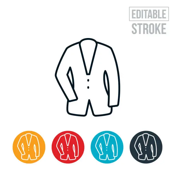 Vector illustration of Women's Suit Coat Thin Line Icon - Editable Stroke