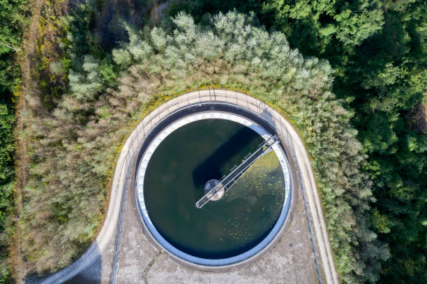 istock Sewage Treatment Plant, Aerial Top View 1302688301