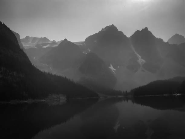 istock Mountain and lake in BW 1302689644
