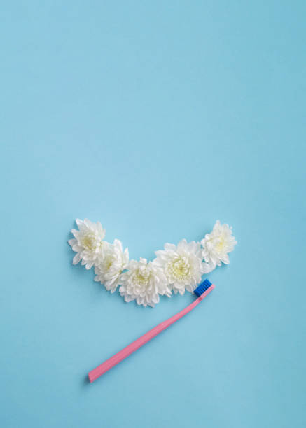 istock The flowers represent the teeth that the brush cleans. Creative idea. 1302690760