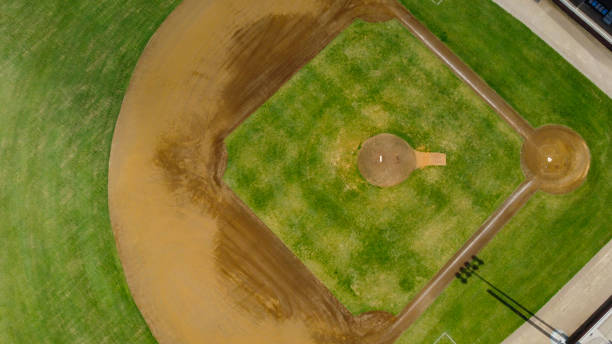 istock Aerial view of a baseball diamond 1302696525