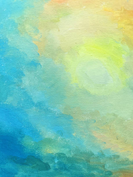 istock Sunny orange summer sky background oil painting 1302696630