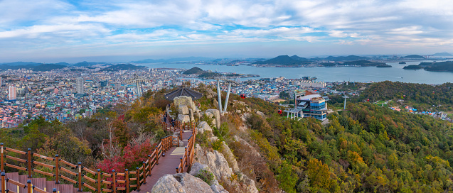 Mokpo, Korea, November 6, 2019: Aerial view of port of Mokpo, Republic of Korea