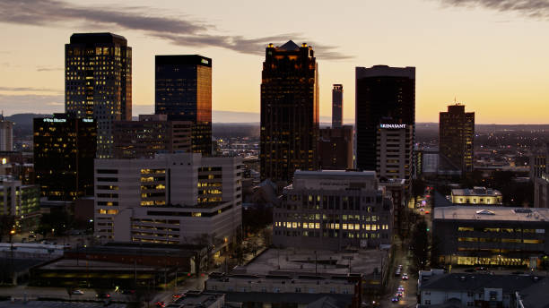 istock Birmingham, Alabama Lit Up at Dusk - Aerial 1302699430