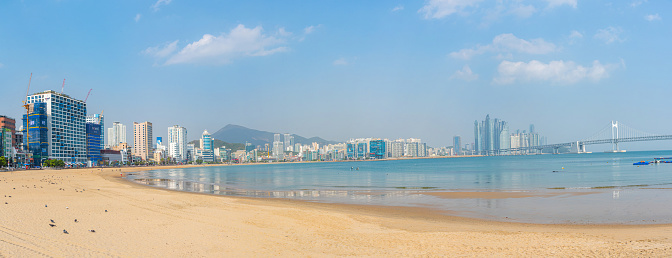 Busan, Korea, October 29, 2019: Gwangalli beach in Busan, Republic of Korea