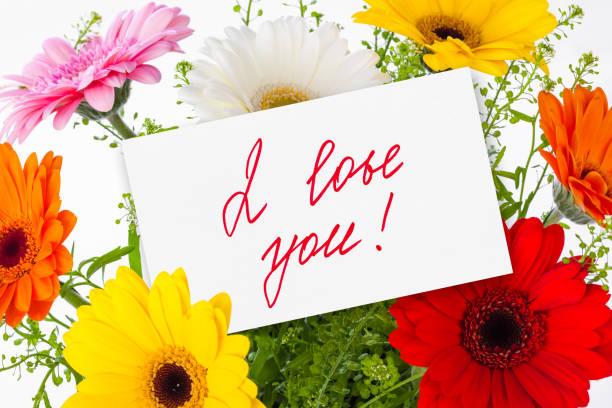 istock Flowers bouquet and greeting card 1302700985