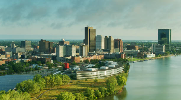 istock Morning Sunlight Shining on Downtown Toledo, Ohio - Aerial 1302701396