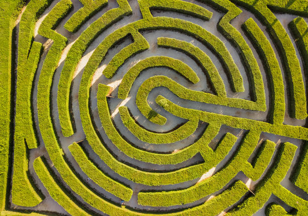 labyrinth von büschen im botanischen park - ayia napa zypern - labyrinth stock-fotos und bilder
