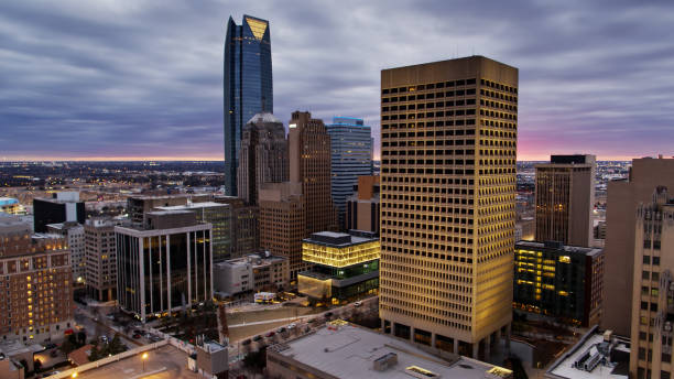 istock Downtown Oklahoma City at Sunset - Aerial 1302703348